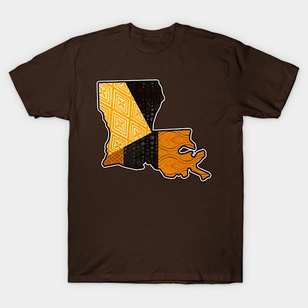 Black and Gold Vintage Louisiana State Map T-Shirt by artbyomega